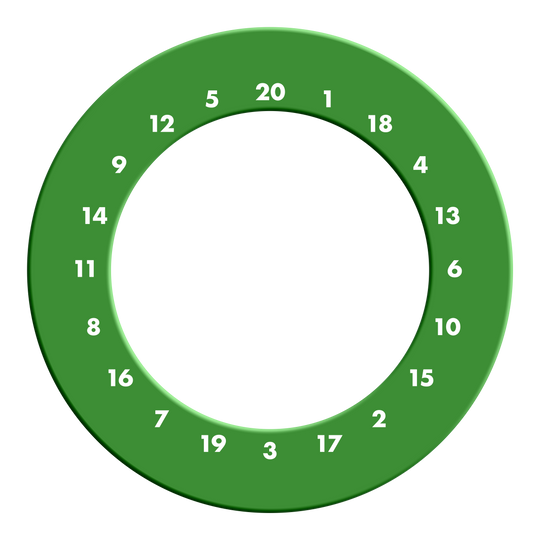 HD Numbers Dartboard Surround - Custom Colors Hier ist ein grünes Dartboard-Surround ohne Logo abgebildet. Es rahmt das Dartboard ein und schützt die Wand.