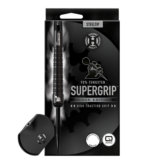 Harrows Supergrip 90 Black Edition Quick Point Steel Darts