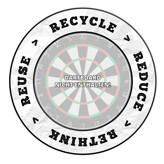 McDart Recycle Reduce Rethink Reuse Dartboard Surround Ein weiterer Dartboard-Surround Ring ist abgebildet. Das Motiv zeigt klassische Zahlenanordnung.