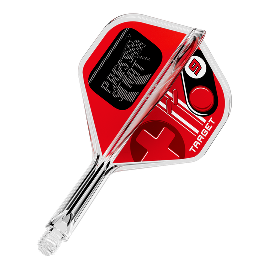 Zu sehen ist ein einzelner Dart Flight mit der Bezeichnung 410585 Target K-Flex PressStart No2 Standard 19mm. Es handelt sich um Zubehör für das Dartspiel.