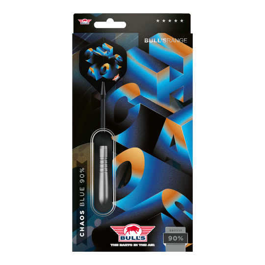 Hier sind Bulls NL Chaos Blue Softdarts - 19g abgebildet. Das Design hebt die blaue Farbe und die schlanke Form der Darts hervor.
