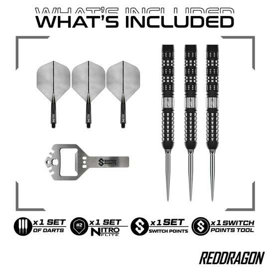 Red Dragon Recon Parallel Steeldarts Das Bild zeigt Red Dragon Recon Parallel Steeldarts. Es handelt sich um hochwertige Steeldarts mit einem modernen Design.