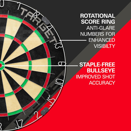 Abgebildet ist das Target Rift Steeldartboard Set. Das Set enthält eine hochwertige Steeldartscheibe.