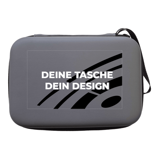 Das Foto zeigt ein McDart System4 Dartcase in Grau. Das Etui ist teilweise geöffnet und gibt einen Einblick ins Innere.