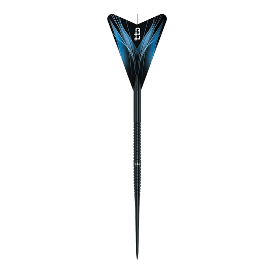 Caliburn TTD Complete Titanium T1 Black Steeldarts - 5g Auf dem Bild befindet sich das Produkt Caliburn TTD Complete Titanium T1 Black Steeldarts - 5g. Das Dart-Set ist in Schwarz gehalten.