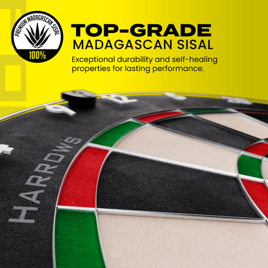 Harrows Fortis steel dartboard Dieses Bild präsentiert das Harrows Fortis Steeldartboard. Das Dartboard ist ideal für Freizeit und Wettkampf.