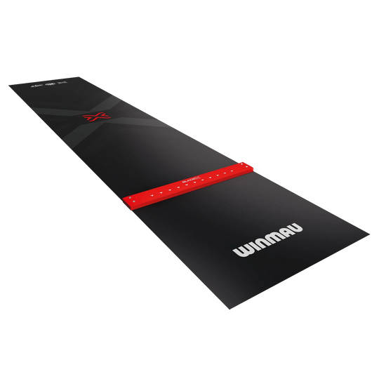 Die Abbildung zeigt die Winmau Blade X PVC Dartmatte. Die Matte ist ein Zubehör für Dartspieler und schützt den Boden beim Spielen.