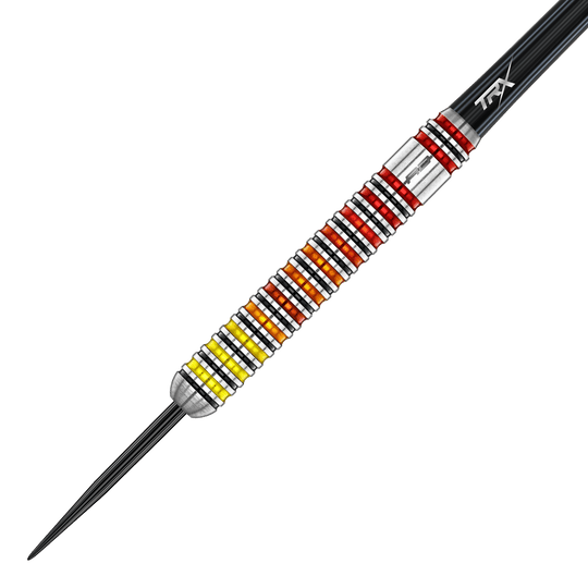 Red Dragon Furnace Steel Darts Die Red Dragon Furnace Steeldarts sind auf diesem Bild zu sehen. Die Pfeile haben einen metallischen Look und auffällige Details.