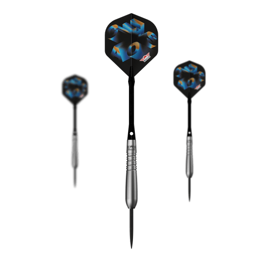 Bulls NL Chaos Blue Steel Darts - 23g Das Bild zeigt ein Set der Bulls NL Chaos Blue Steeldarts - 23g. Das Set besteht aus mehreren blauen Steeldarts.