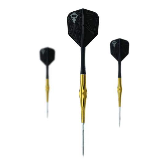 Caliburn Starships Series Sunspear Steel Darts - 19g Das Bild zeigt ein Set der Caliburn Starships Series Sunspear Steeldarts mit 19 Gramm. Das Set richtet sich an Dartspieler aller Erfahrungsstufen.