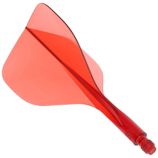 Condor Axe 120 Flight-System Clear Red - Standard Das Bild zeigt das Produkt "Condor Axe 120 Flight-System Clear Red - Standard". Es handelt sich um ein durchsichtiges, rotes Dart-Flight-System in Standardform.