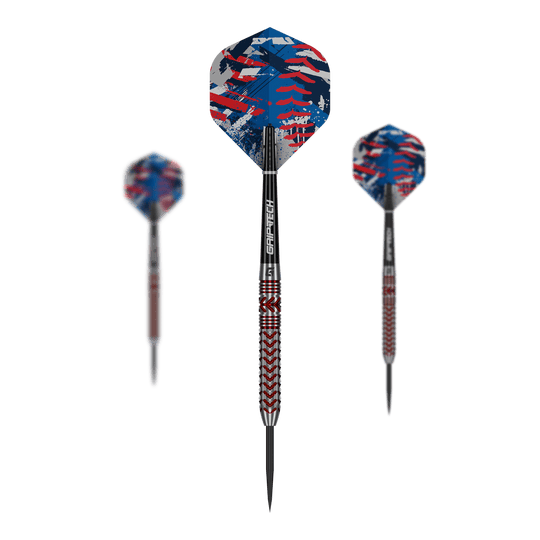 GOAT Curveball Steel Darts Das Bild zeigt die GOAT Curveball Steeldarts. Drei Steeldarts sind nebeneinander dargestellt.