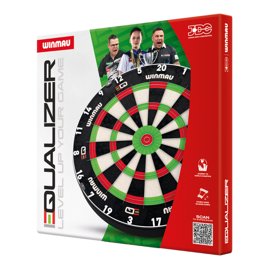 Winmau equalizer steel dartboard Zu sehen ist das Winmau Equalizer Steeldartboard. Es bietet eine robuste Oberfläche für präzises Dartspiel.