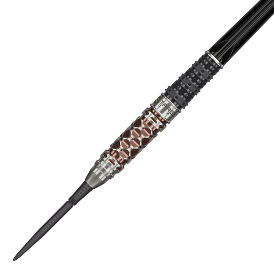 Target Japan Charis GEN6 Swiss Point Steel Darts - 23g Abgebildet sind die Target Japan Charis GEN6 Swiss Point Steeldarts - 23g. Die spezielle Form und die Details der Darts sind gut zu erkennen.