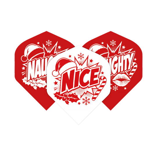 Abgebildet ist das Produkt McDart Naughty Or Nice No2 Standard Flights. Es handelt sich um Dartflights in Standardgröße.