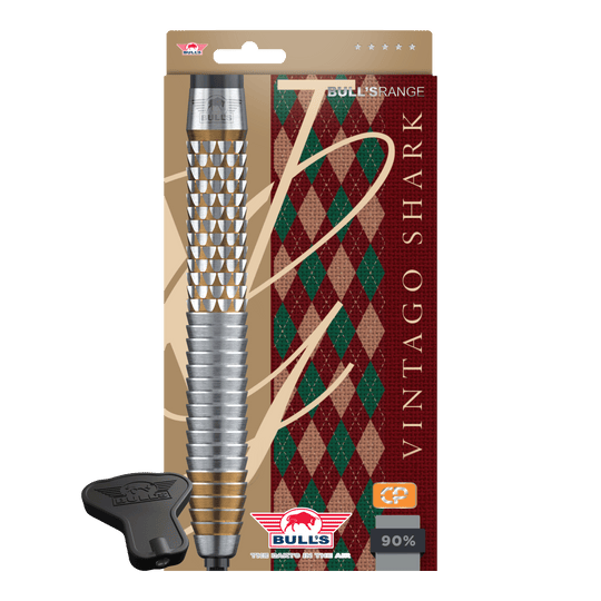 Bulls NL Vintage Shark Convertible Points Steel Darts Abgebildet sind die Bulls NL Vintago Shark Convertible Points Steeldarts. Sie verfügen über austauschbare Spitzen und eine strukturierte Oberfläche.