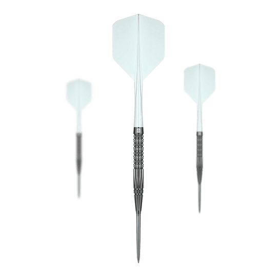 Caliburn Prisma P2 steel darts - 20.5g Dieses Bild zeigt das Set der Caliburn Prisma P2 Steeldarts mit einem Gewicht von 20,5g. Die Steeldarts sind für das Dartspiel geeignet.