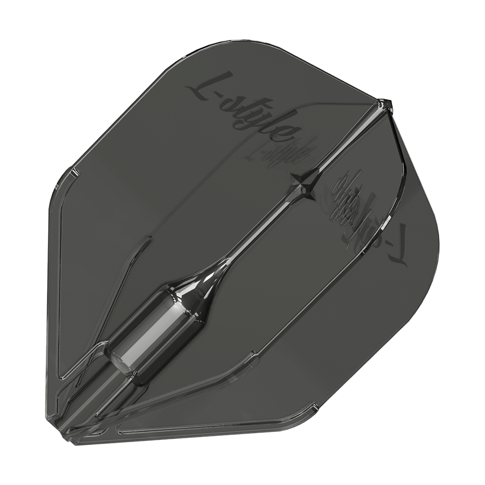 L-Style Fantom L3EZ Flights Clear Black Dies ist ein L-Style Fantom L3EZ Flight in klar-schwarzer Farbe. Das Flight hat eine glatte, transparente Oberfläche mit dem Logo "L-Style" darauf.